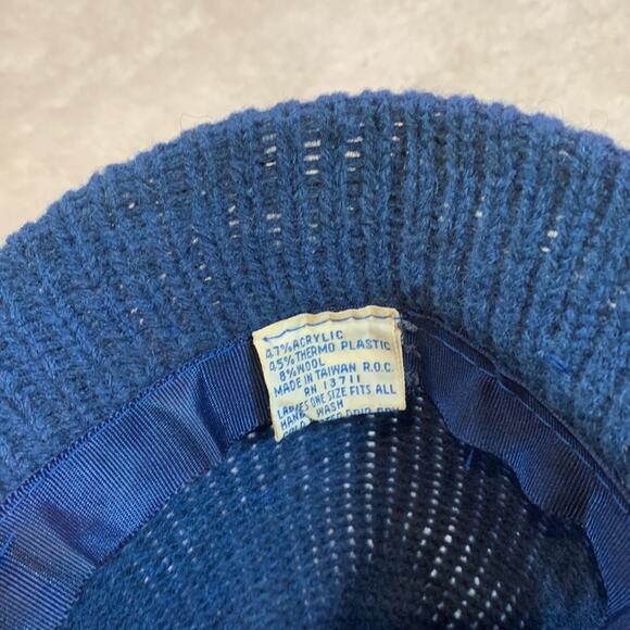 Vintage woven blue womens ribbon and button fedora - Picture 8 of 16